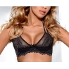 Soutien gorge à armature en dentelle brodée argentée noire Axami