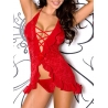 Nuisette voile frou-frou rouge Axami