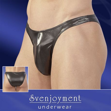 Slip noir homme effet vinyle