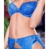 Ensemble lingerie fine soutien gorge bleu dentelle