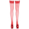 bas rouge dentelle pour porte jarretelles