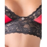 Ensemble soutien-gorge dentelle et satin rouge et noir