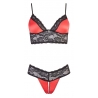 Ensemble soutien-gorge dentelle et satin rouge et noir