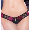 String ouvert dentelle noir et fushia