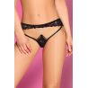 String bijou coeur strass et dentelle noire