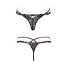 String Amondina dentelle noire et rose