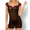 Nuisette voile noir dentelle rose décolletée 