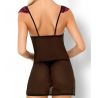 Nuisette voile noir dentelle rose décolletée 